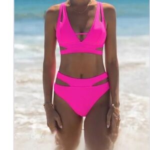 Vibrant Pink Women's Swim Set